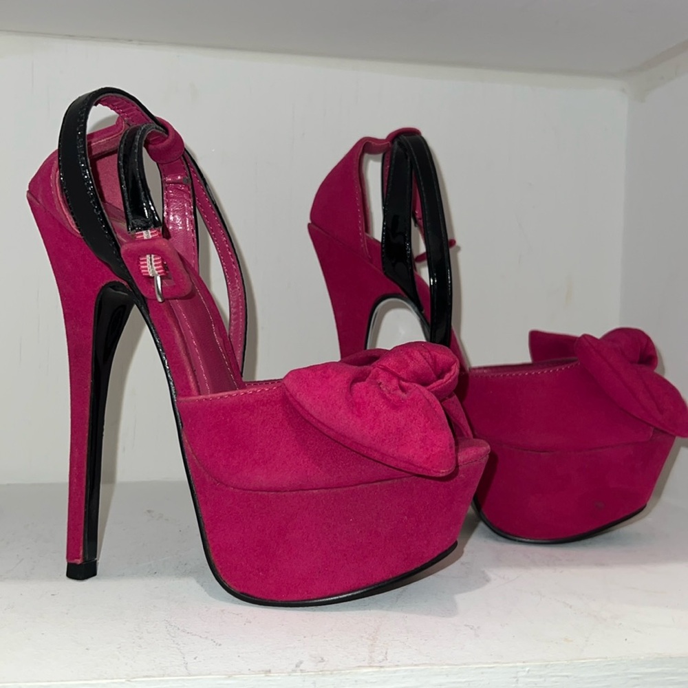 Shiekh Velvet Pink Platform High Heels size 5